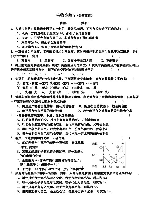 孟德尔分离定律(一轮复习)