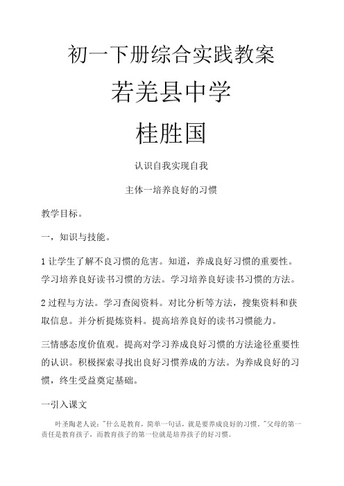 初一下册综合实践教案全套