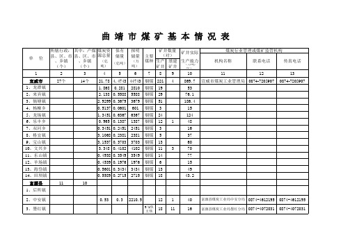 曲靖市煤矿统计