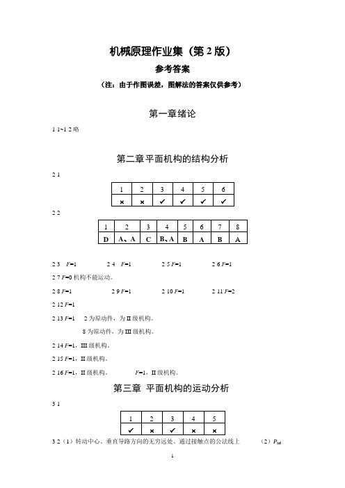 机械原理作业集第2版参考答案