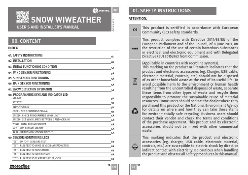 SNOW WIWEATHER EN EN EN EN 用户和安装手册说明书