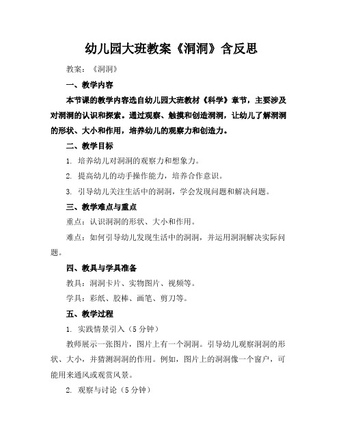 幼儿园大班教案《洞洞》含反思