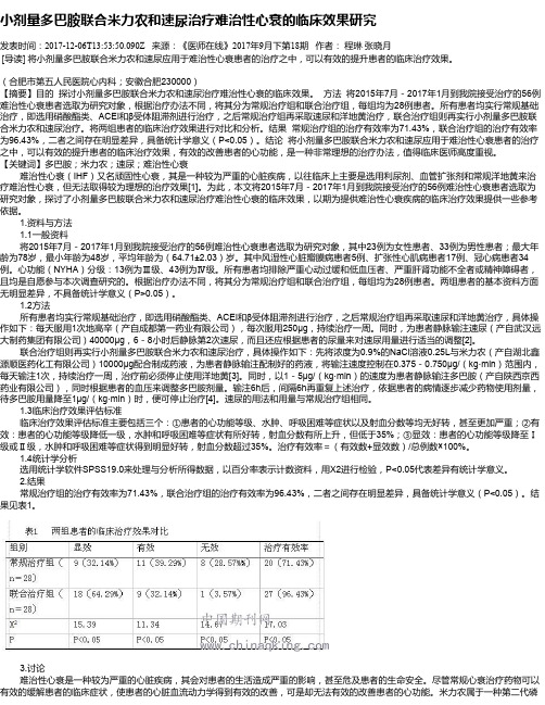 小剂量多巴胺联合米力农和速尿治疗难治性心衰的临床效果研究