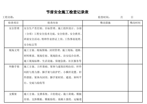 (完整版)安全文明施工检查记录表