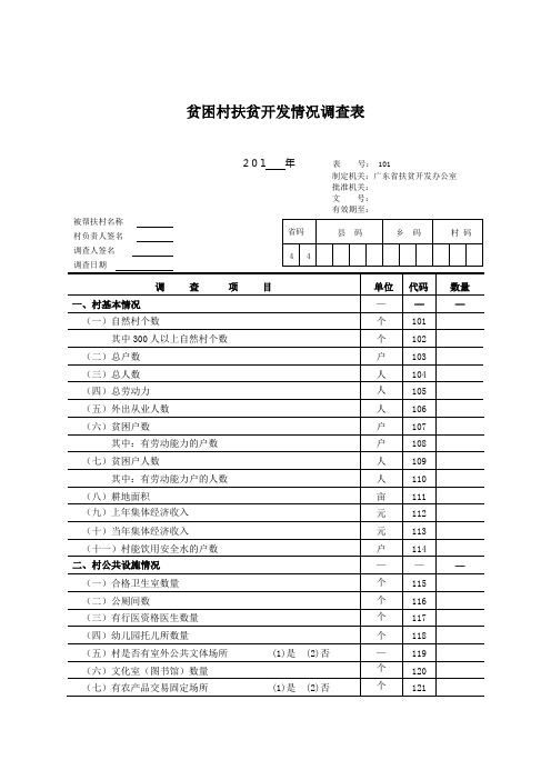 贫困村扶贫开发情况调查表