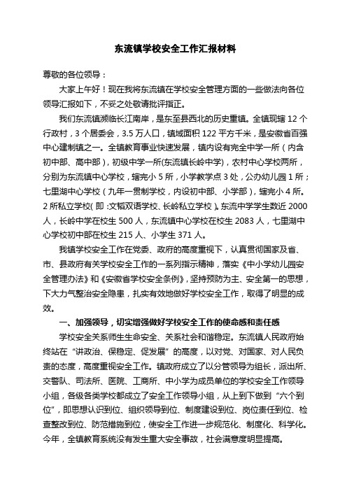 东流镇学校安全工作汇报材料