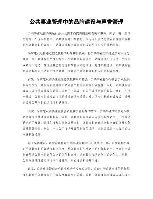 公共事业管理中的品牌建设与声誉管理