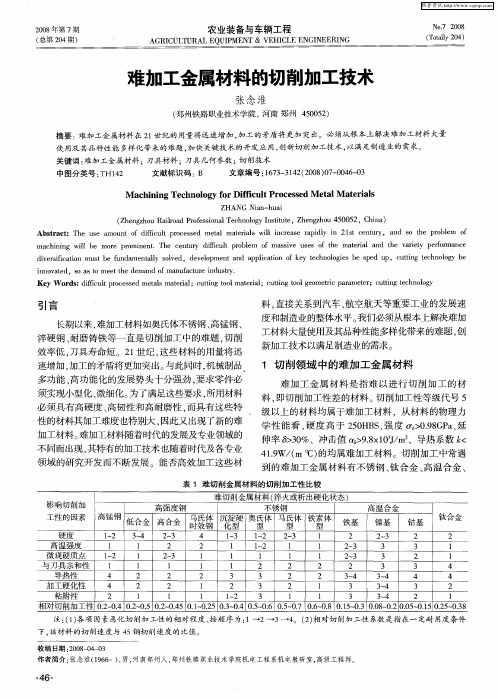 难加工金属材料的切削加工技术