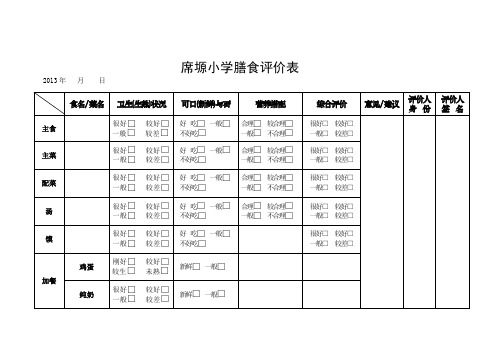 席塬小学膳食评价表