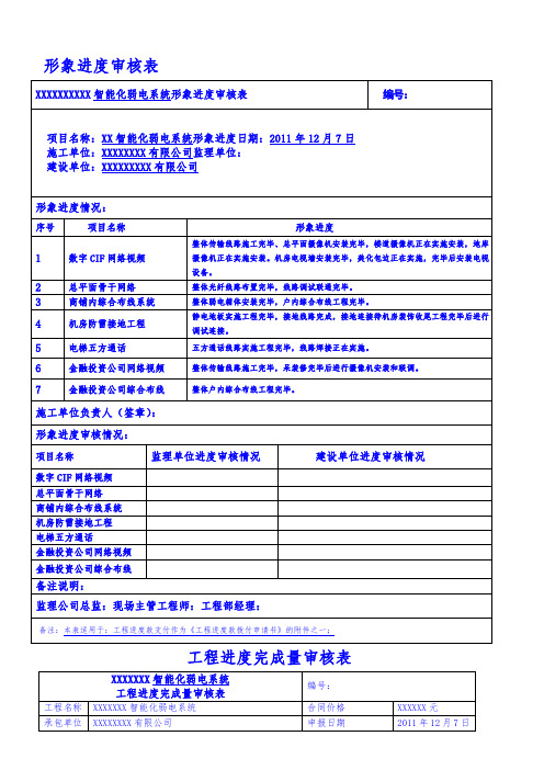 施工形象进度表格