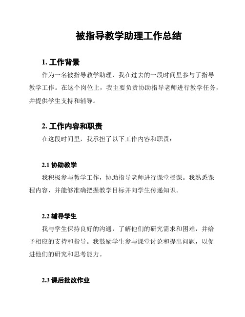 被指导教学助理工作总结