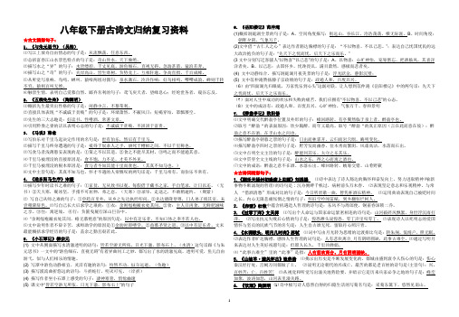 人教版八年级下册古诗文归纳复习资料