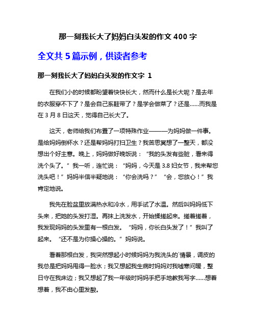 那一刻我长大了妈妈白头发的作文400字