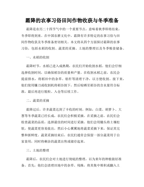 霜降的农事习俗田间作物收获与冬季准备