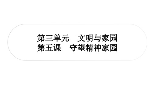 初中毕业道德与法治总复习精练 九年级(上册) 第三单元 文明与家园 第五课 守望精神家园