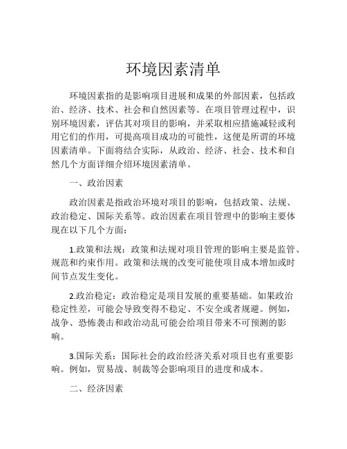 环境因素清单