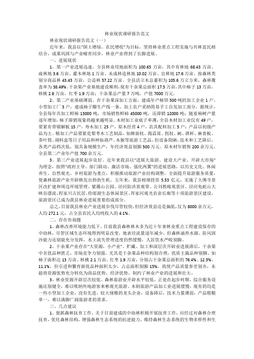 林业现状调研报告范文