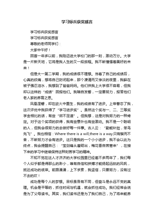 学习标兵获奖感言