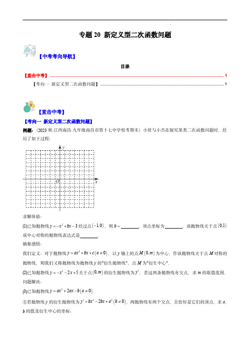 2024年中考数学复习重难点(全国通用版)：专题20 新定义型二次函数问题(重点突围)(解析版)