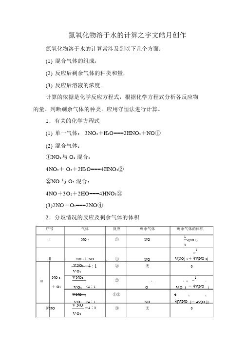 氮氧化物溶于水的计算