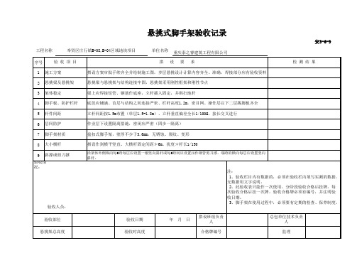 悬挑式盘扣脚手架验收记录表