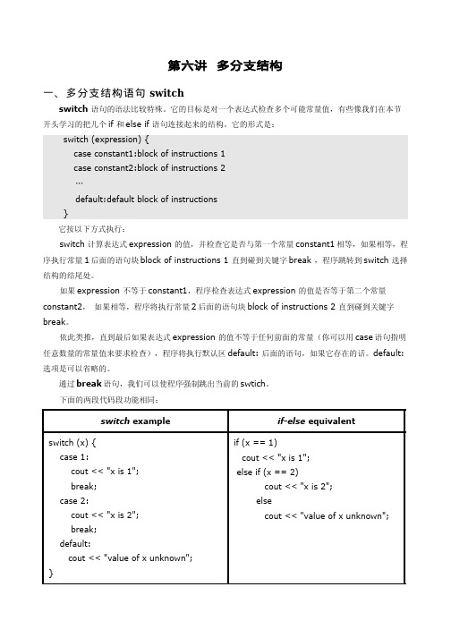 第6讲 多分支结构