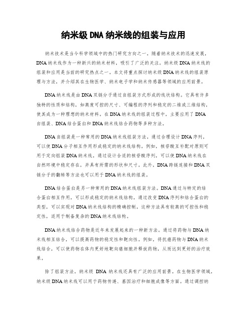 纳米级DNA纳米线的组装与应用