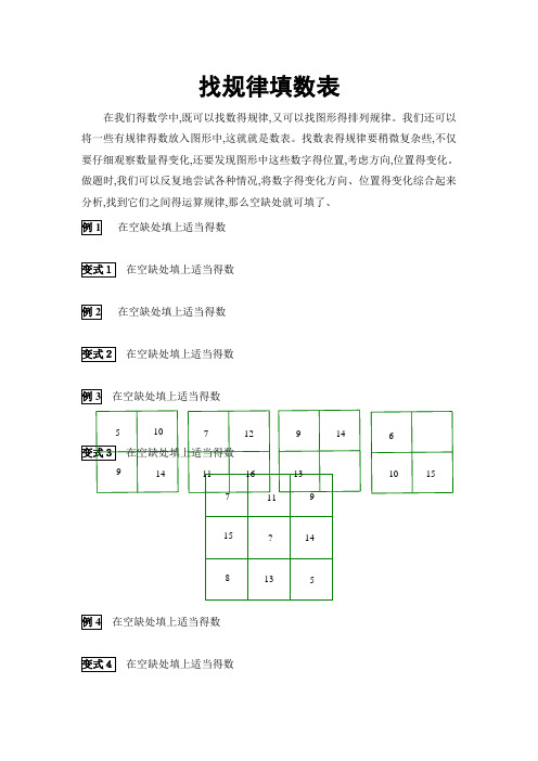 找规律填数表