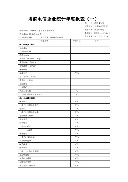 (整理)增值电信企业统计年度报表一