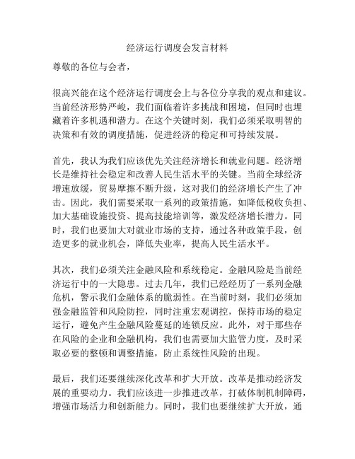 经济运行调度会发言材料