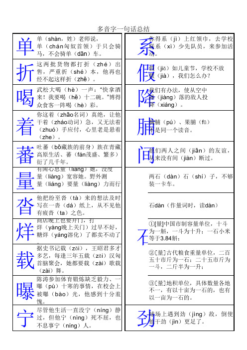 106个多音字一句话总结