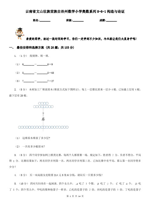 云南省文山壮族苗族自治州数学小学奥数系列8-6-1构造与论证