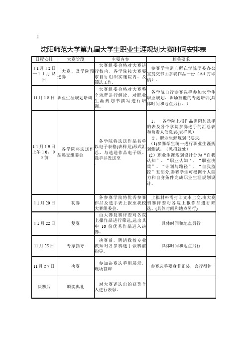 第九届大学生职业生涯规划大赛时间安排表