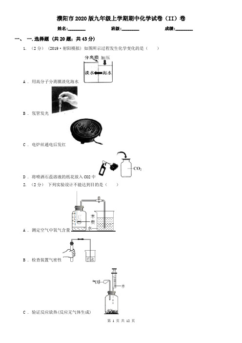 濮阳市2020版九年级上学期期中化学试卷(II)卷