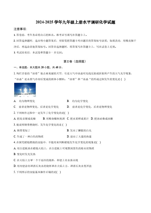 山东省聊城市东阿县第三中学2024--2025学年九年级上学期10月月考化学试题(含答案)