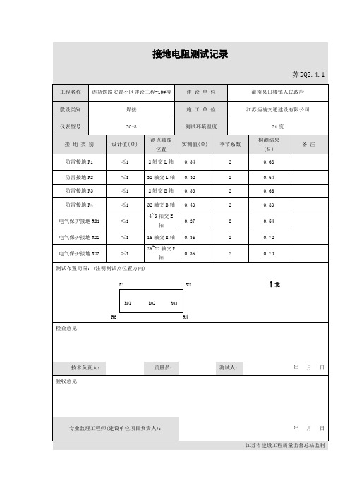 接地电阻测试记录(表格完整)范本