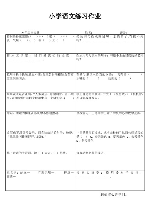 小学六年级语文自学自评III (62)