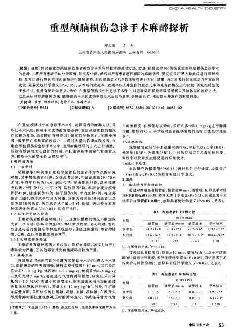 重型颅脑损伤急诊手术麻醉探析