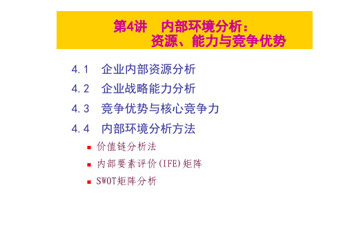 内部环境分析：资源、能力与竞争优势