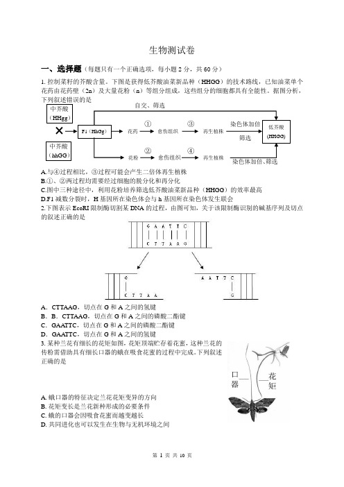 高中生物人教版必修二六、七章+必修三,原创内部使用-生物测试卷