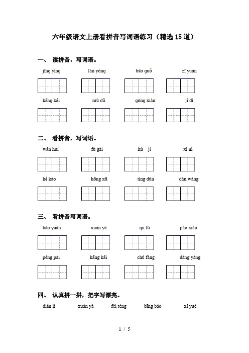 六年级语文上册看拼音写词语练习(精选15道)