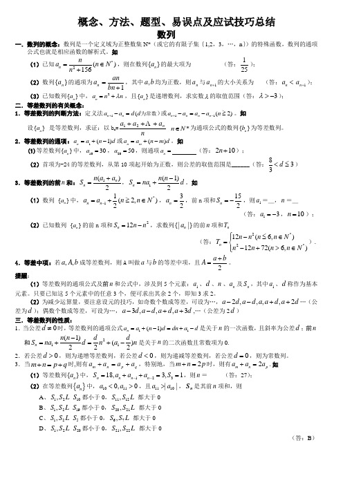 数_列【概念、方法、题型、易误点及应试技巧总结】