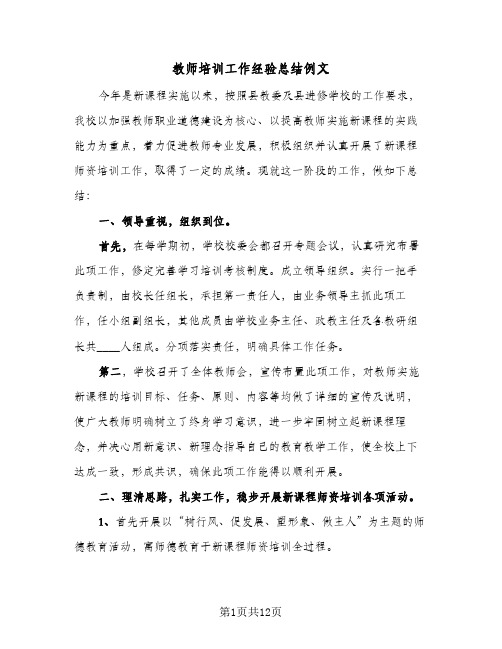 教师培训工作经验总结例文（3篇）