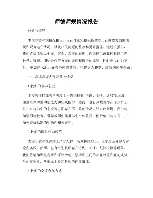 师德师规情况报告