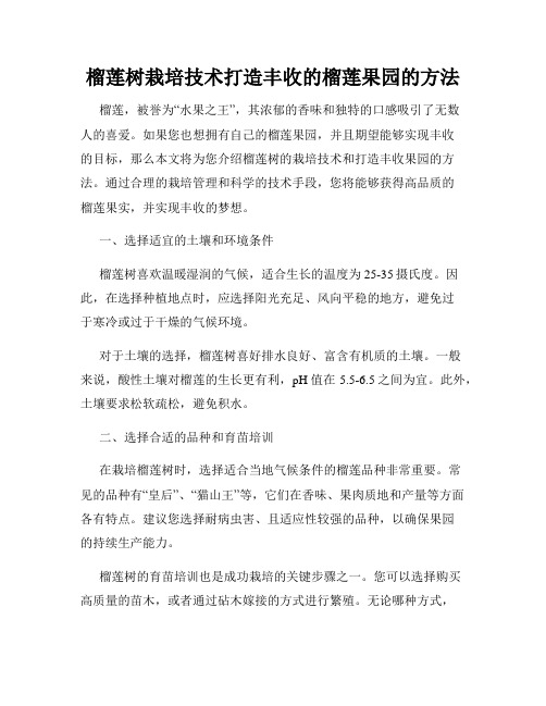 榴莲树栽培技术打造丰收的榴莲果园的方法