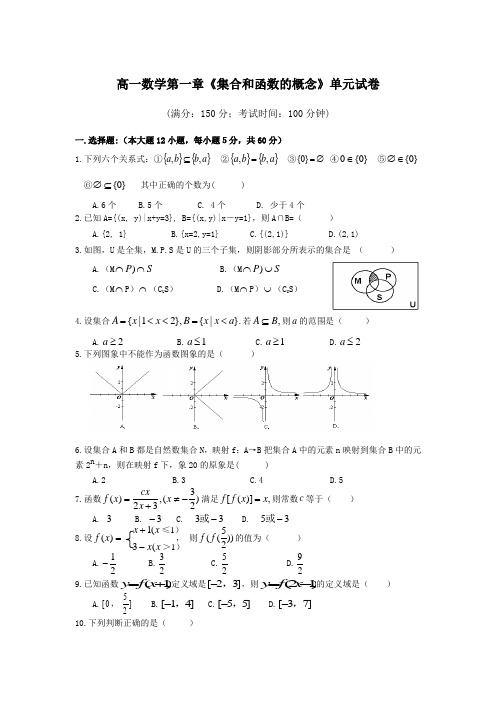 高一数学第一章《集合与函数的概念》单元试卷1