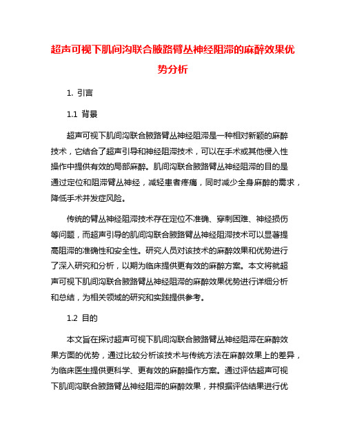 超声可视下肌间沟联合腋路臂丛神经阻滞的麻醉效果优势分析