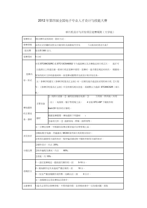 单片机设计与开发项目竞赛规则(大学组)