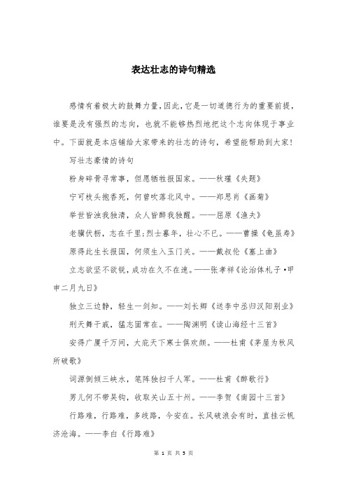 表达壮志的诗句精选