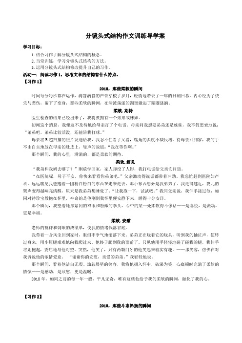 分镜头式结构作文训练导学案